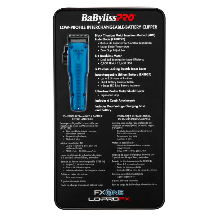 BaBylissPRO FXONE Lo-Pro FX High Performance Low Profile Limited Edition Black & Blue Clipper - Image 4