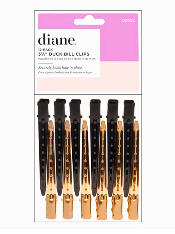Diane 12 Pack 3 1/2" Black & Gold Duck Bill Clips #D2022