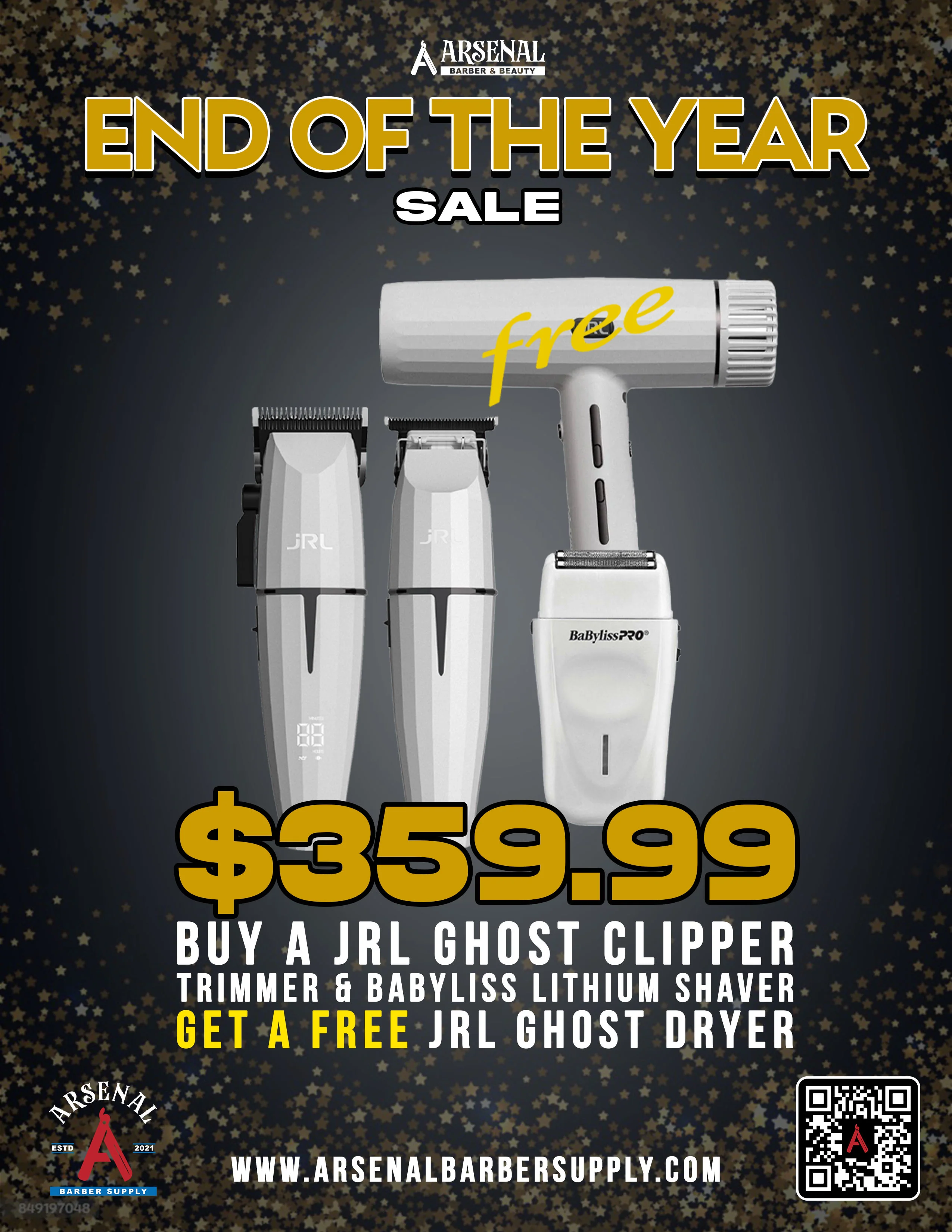 END OF THE YEAR LIMITED SALE!🎊 JRL Ghost Clipper + JRL Ghost Trimmer + Babyliss Lithium Shaver + Free JRL Ghost Blow Dryer