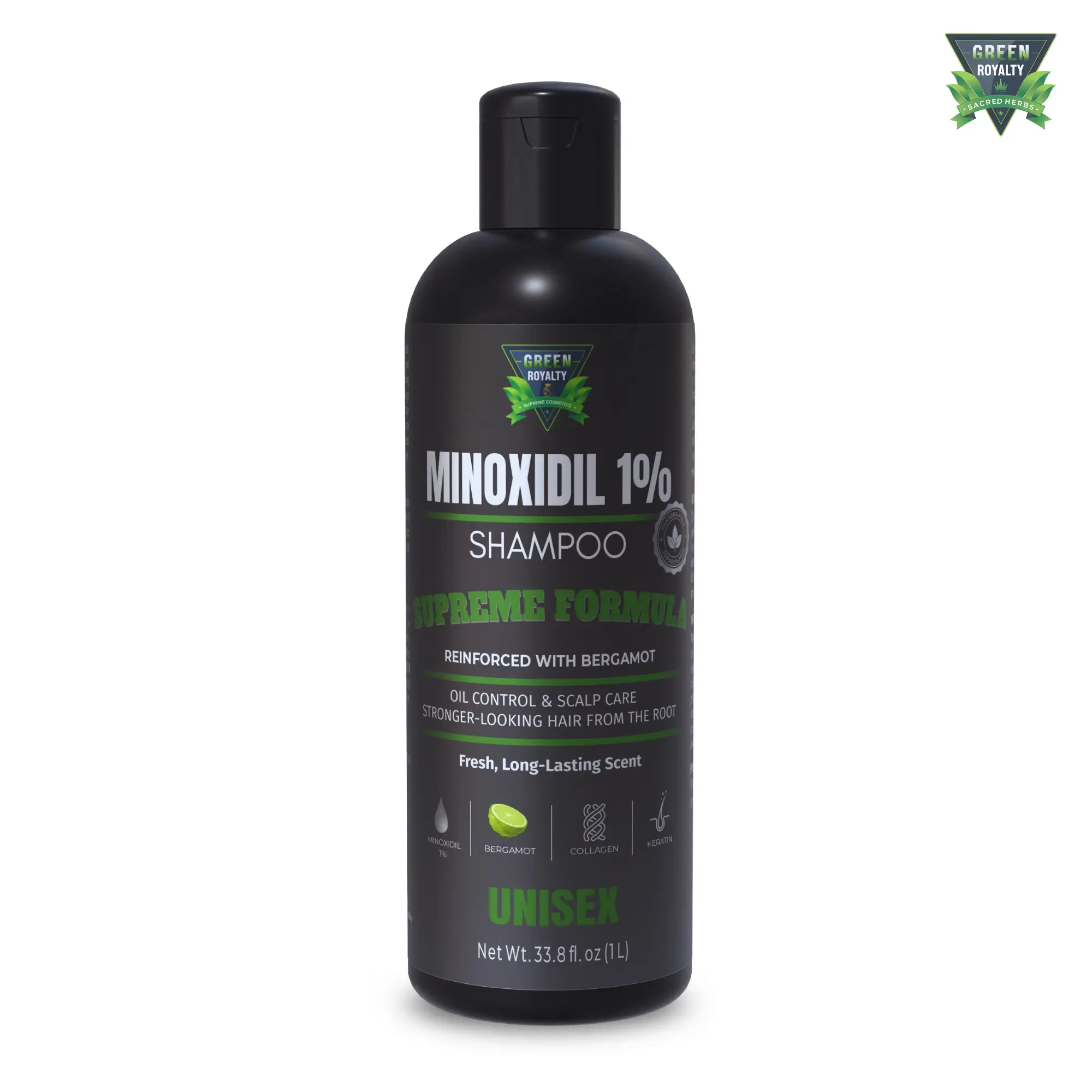 Green Royalty MinoXidIl 1% Supreme Shampoo | Unisex | Bergamöt |32.8oz(1lt)