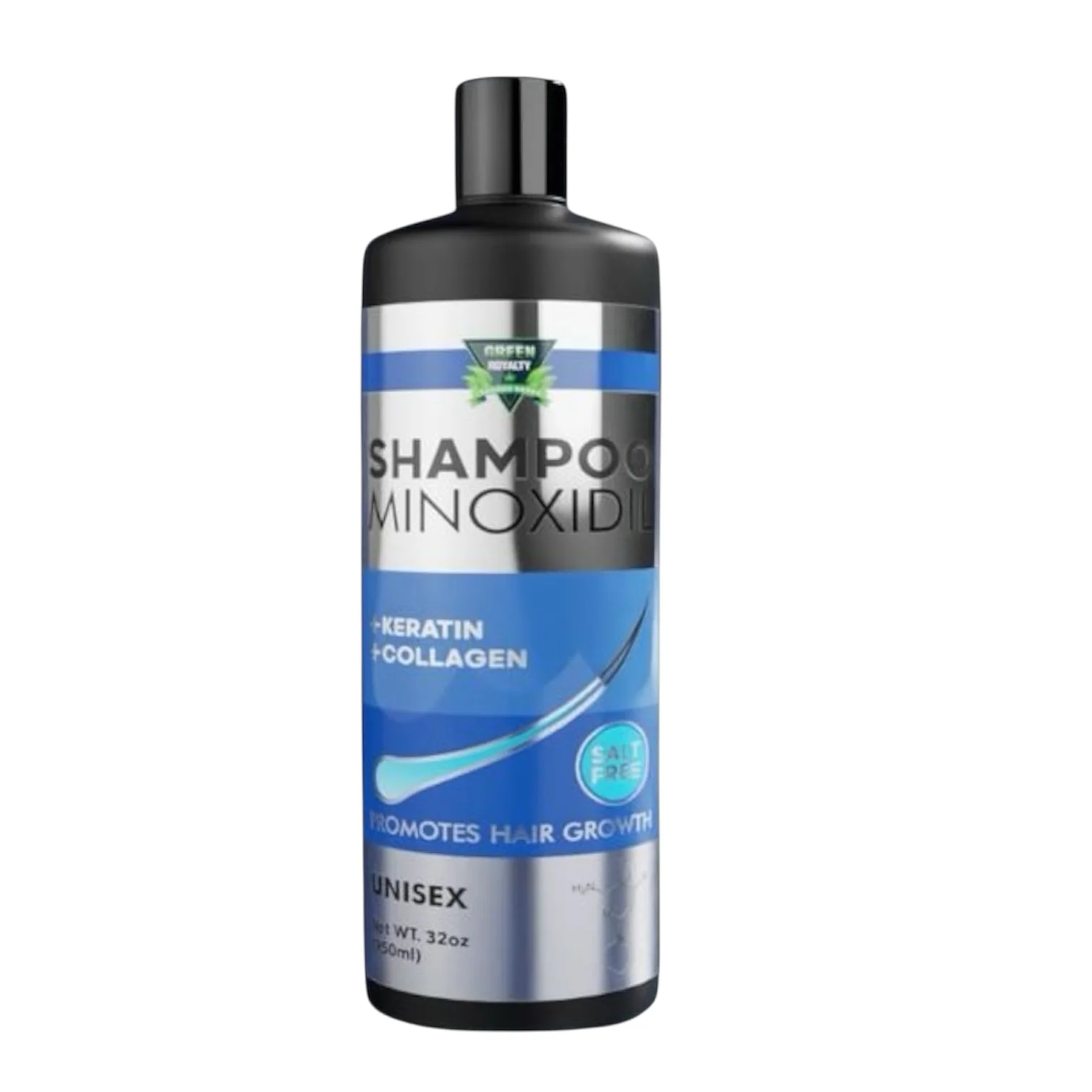 GREEN ROYALTY Minoxidil Shampoo – Sulfate-Free with Keratin & Collagen – Deep Cleansing & Nourishing Formula for Fuller, Thicker-Looking Hair – Unisex – 32oz (950ml)