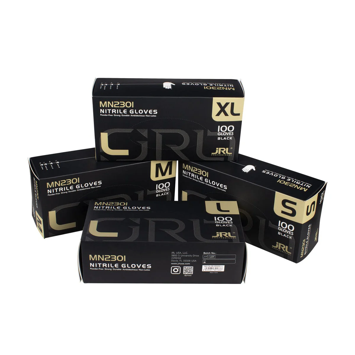 JRL Professional Nitrile Gloves - Black (100ct)