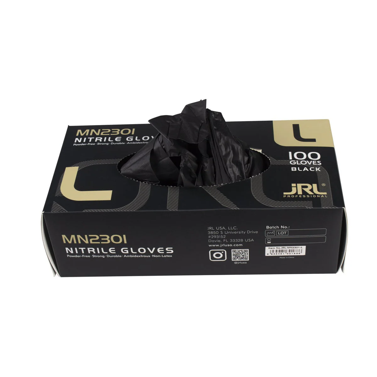 JRL Professional Nitrile Gloves - Black (100ct) - Image 2