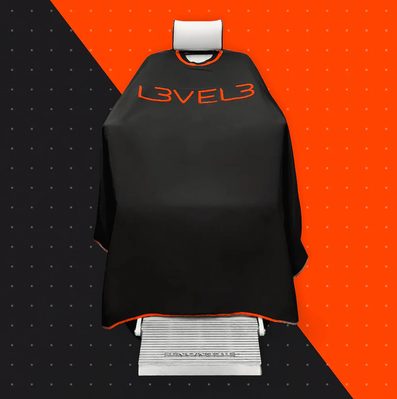Level 3 Professional Rubber Neck Cutting Cape-Black / Red Trim - Image 2
