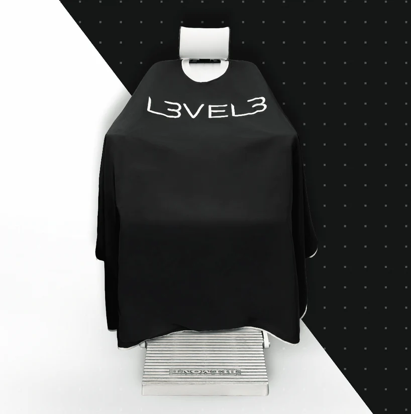 Level 3 Professional Rubber Neck Cutting Cape-Black / White Trim - Image 2