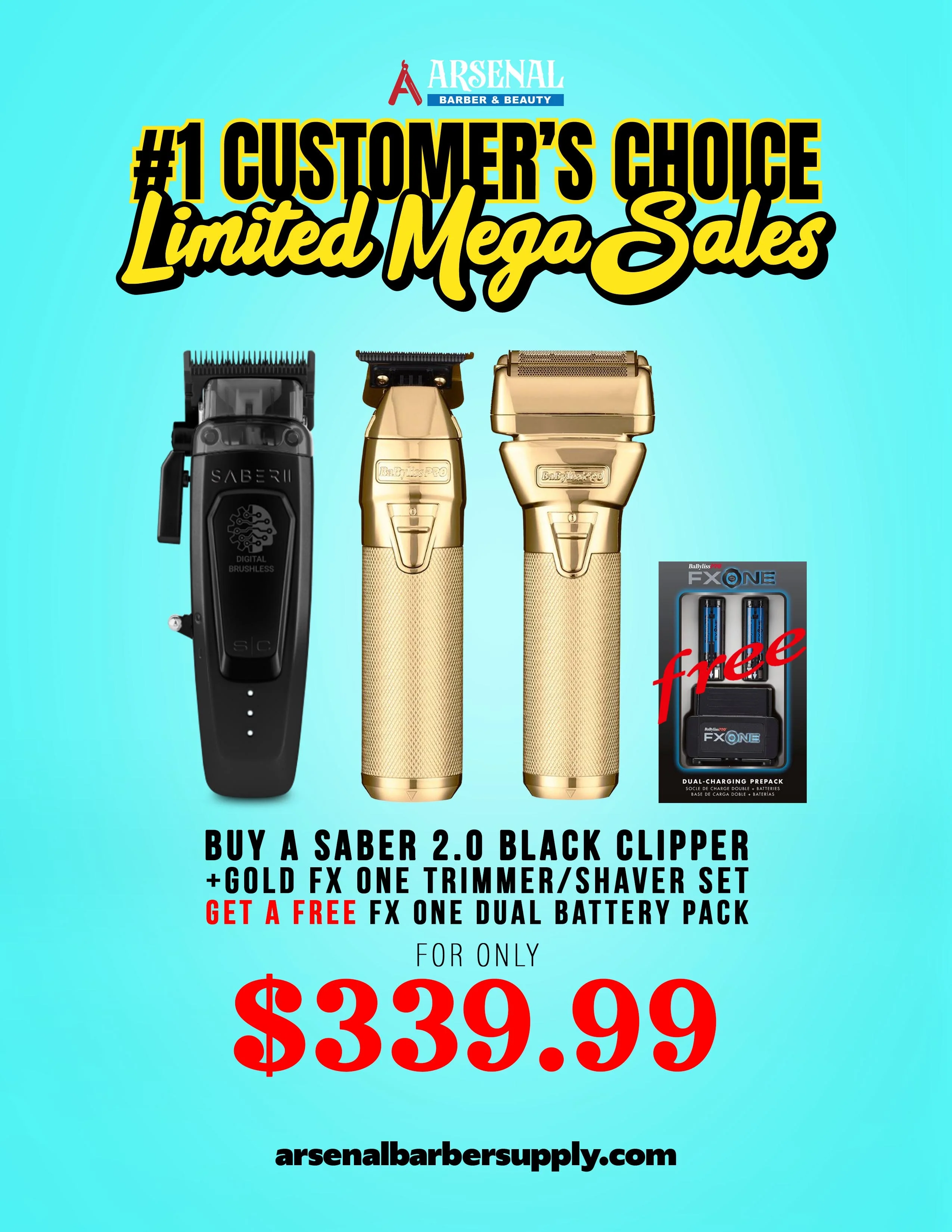 Limited mega sale buy Saber 2.0 Black Clipper, Babyliss fx one trimmer shaver set with free dual batteries