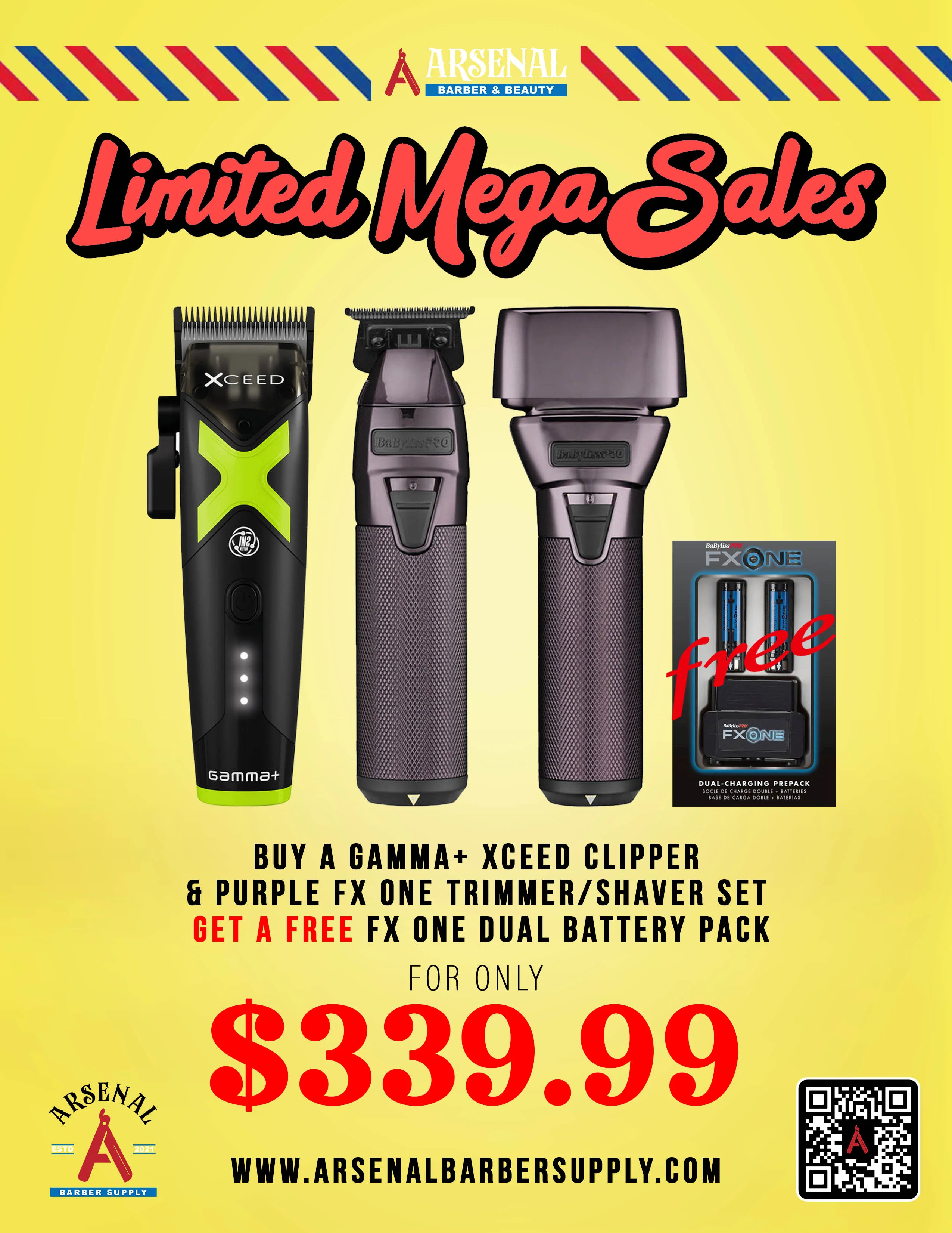 LIMITED MEGA SALE! Gamma Xceed Clipper + Babyliss Purple FxOne Trimmer & Shaver + Babyliss FxOne Dual Battery