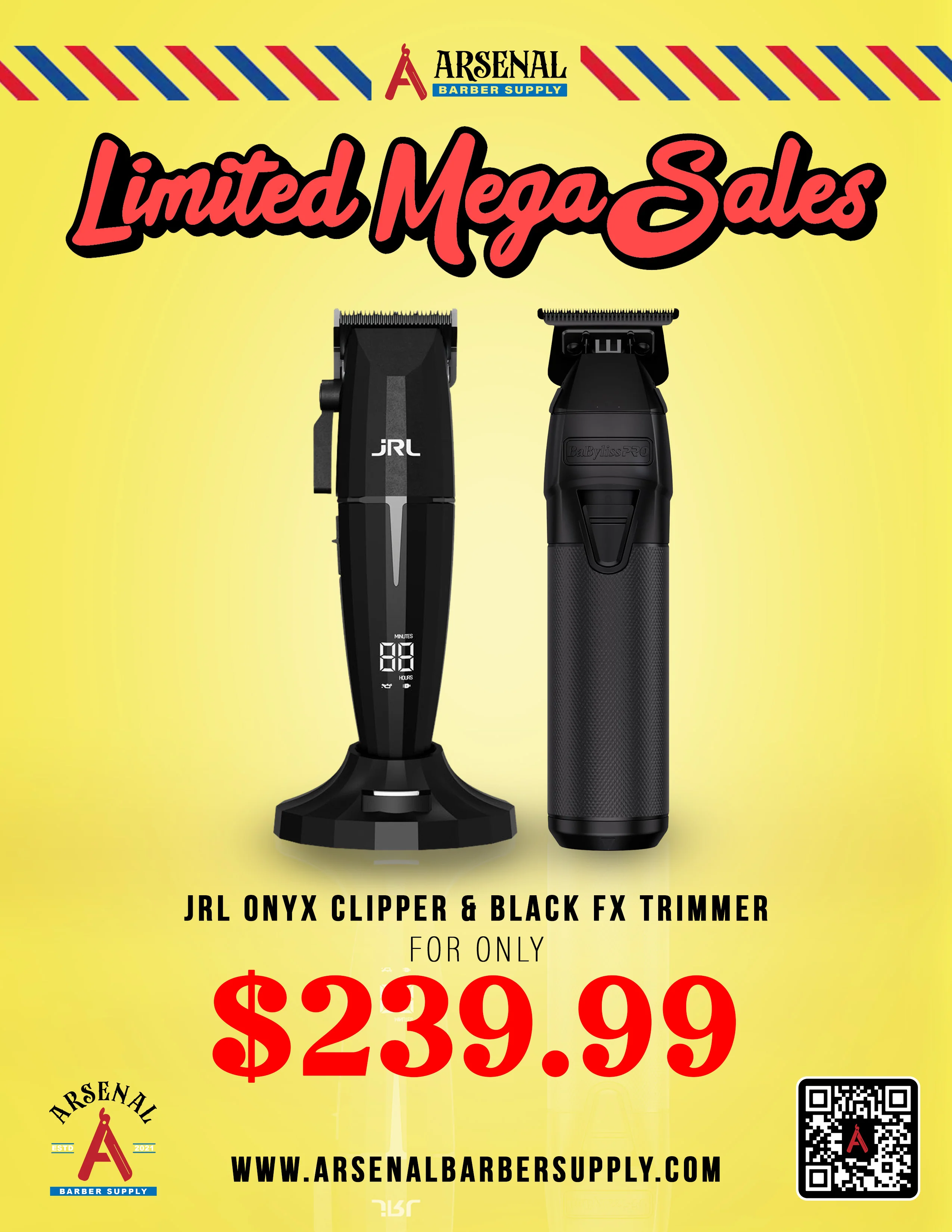LIMITED MEGA SALE! JRL Onyx Clipper + Babyliss Black FXONE Trimmer