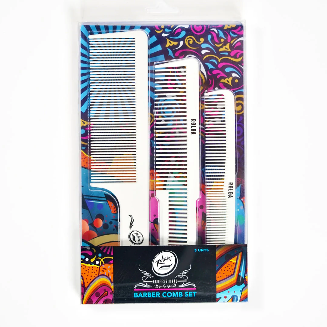 Rolda - Barber Hair Styling Comb Kit | 3-Pack white