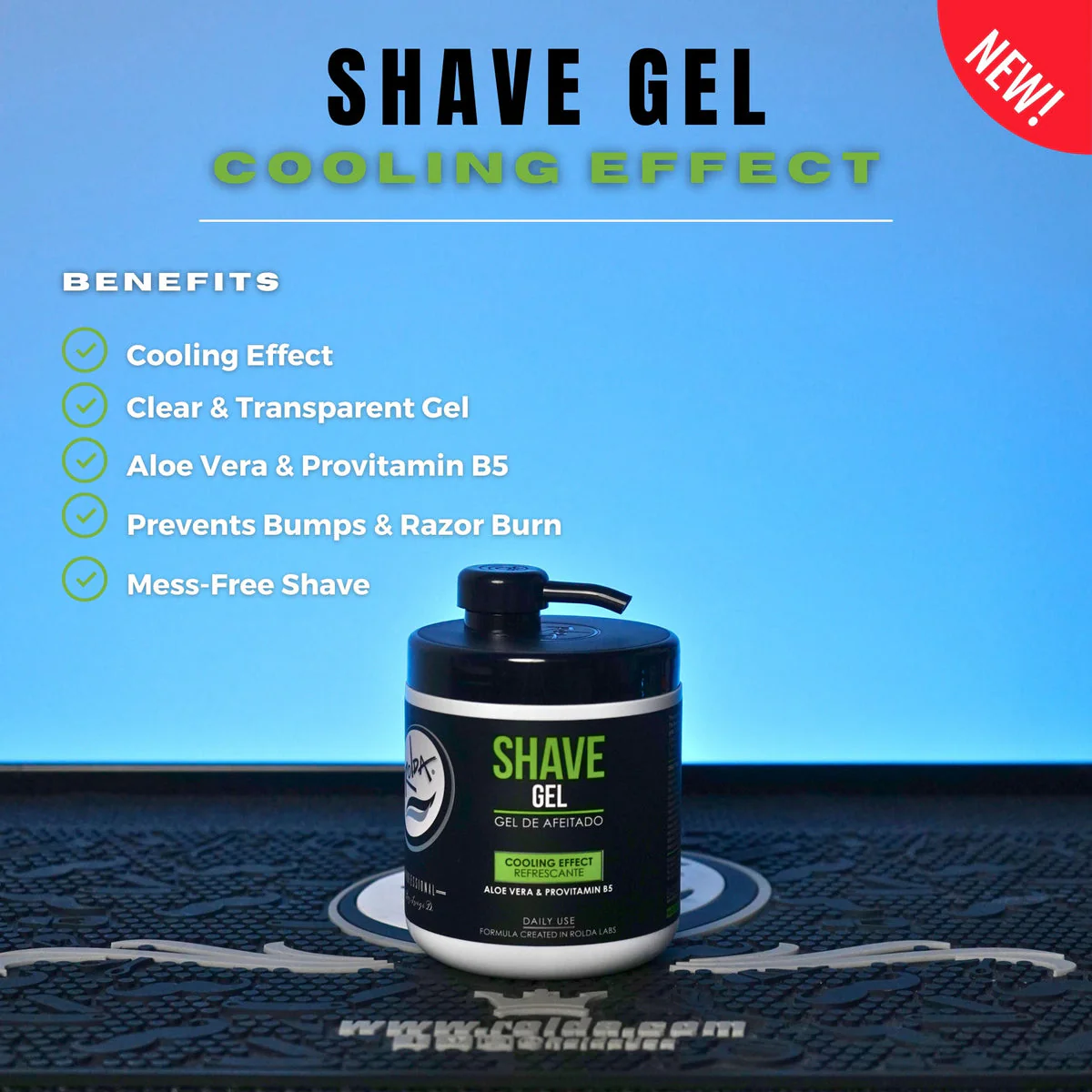 Rolda Shave Gel Cooling Effect w/ Aloe Vera & Provitamin B5 (17.63oz/500g) - Image 2