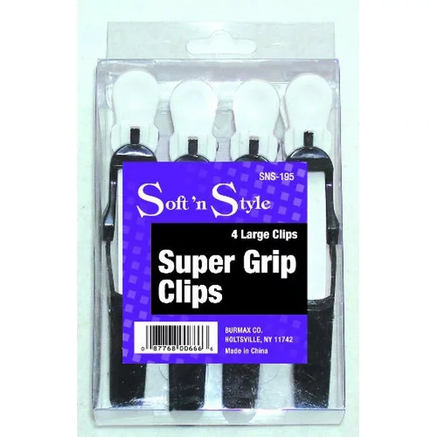 Sof N Style Super Grip Clips Set of 4 Professional Hair Clips