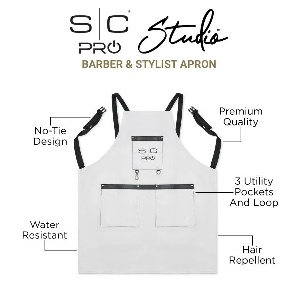 Stylecraft Classic White & Black Barber & Stylist Apron - Image 4