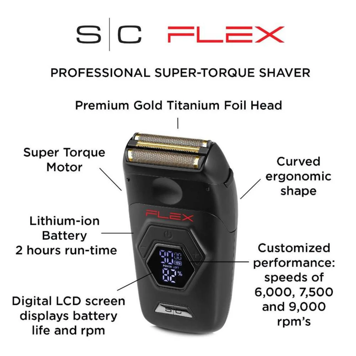 StyleCraft Flex Electric Foil Shaver w/ Super Torque Motor & Gold Titanium Foil Head - Image 6