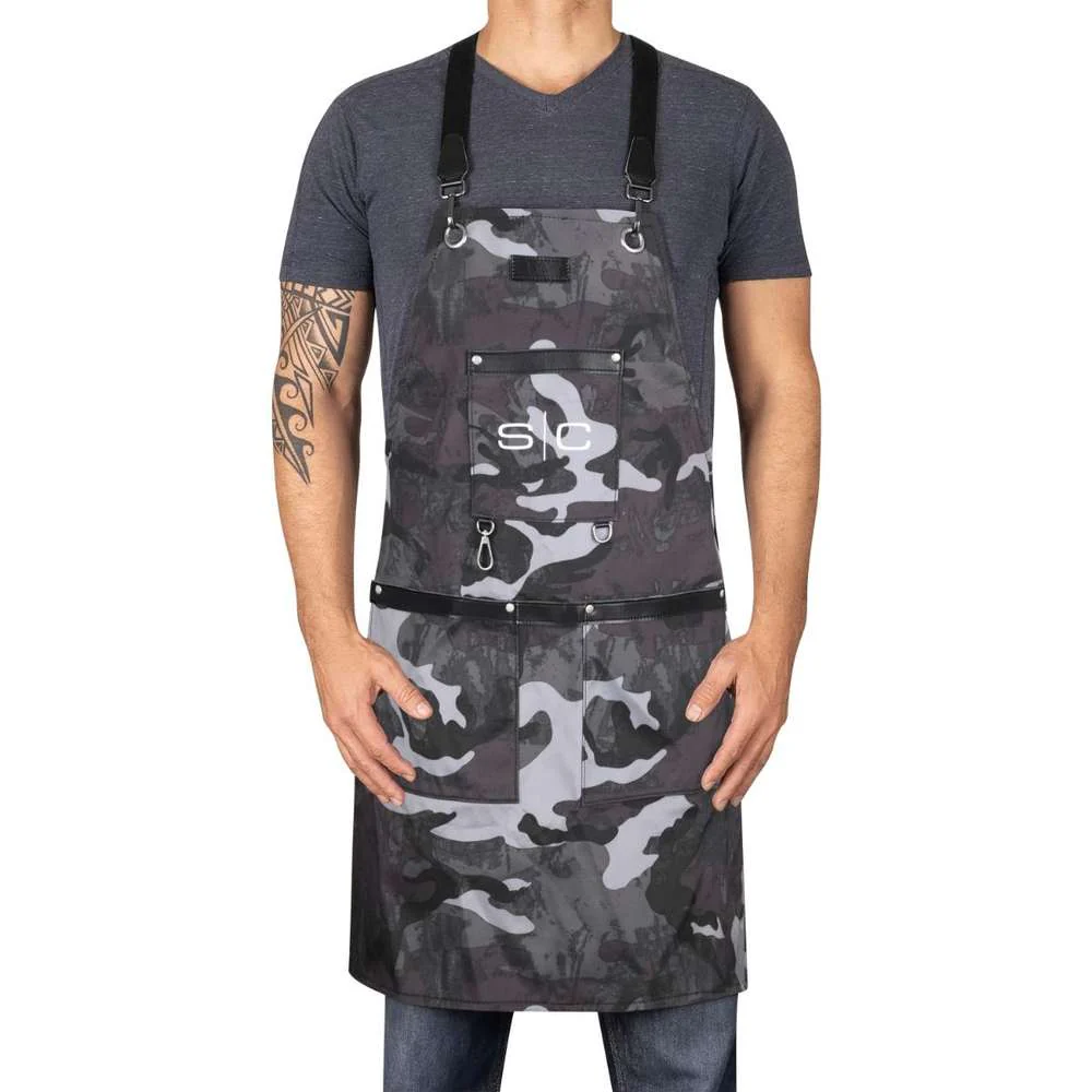 Stylecraft PROFESSIONAL HEAVY WEIGHT WATERPROOF BARBER OR SALON HAIR CUTTING APRON BLACK CAMO - Image 2